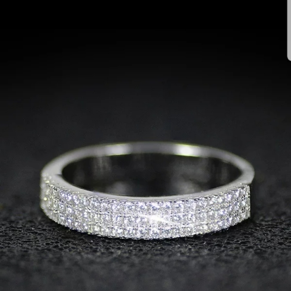 Classic 3 rows rings 925 sterling silver - Picture 2 of 3